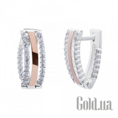 Серьги Серебряные серьги с куб. циркониями в позолоте