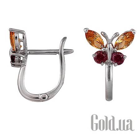 Серьги Золотые серьги с цитринами и гранатами