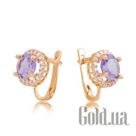 Серьги Золотые серьги с аметистами и куб. циркониями