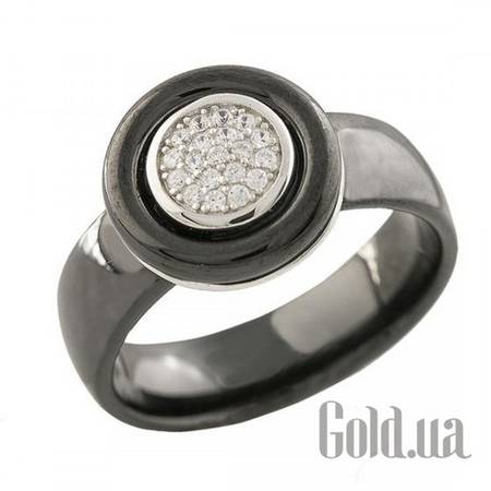 Кольцо Серебряное кольцо с керамикой и куб. циркониями, 19