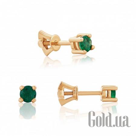 Серьги-гвоздики Золотые серьги с изумрудами