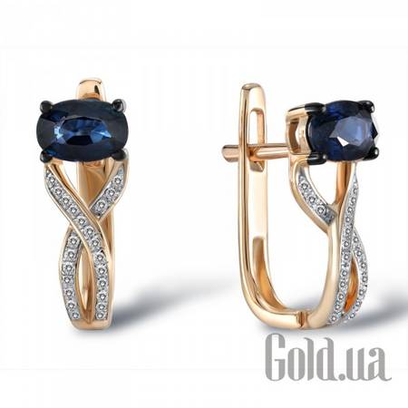 Серьги Золотые серьги с бриллиантами и сапфирами