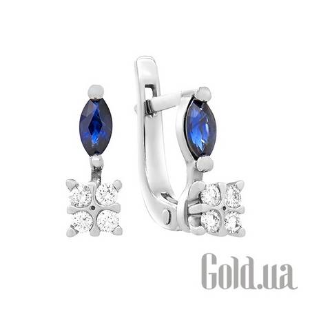 Серьги Золотые серьги с бриллиантами и сапфирами