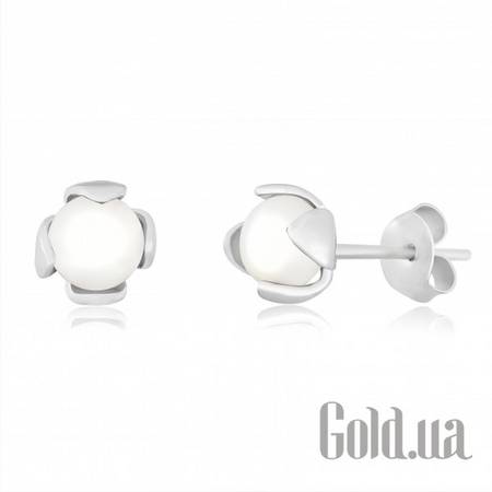 Серьги-гвоздики Серебряные серьги с жемчугом