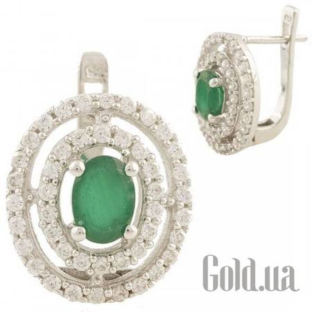 Серьги Серебряные серьги с агатами и куб. циркониями