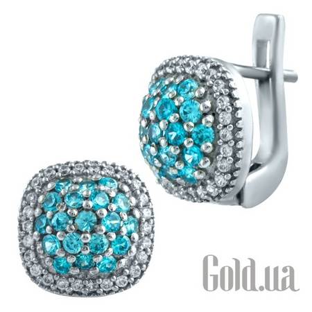 Серьги Серебряные серьги с куб. циркониями и топазами