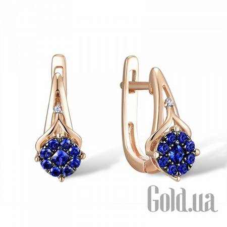Серьги Золотые серьги с бриллиантами и сапфирами