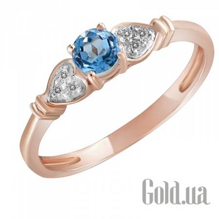 Кольцо Золотое кольцо с бриллиантами и топазом, 17.5
