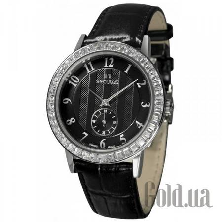 Швейцарские часы Женские часы 1675.2.1069 black, ss cz stones, black leather