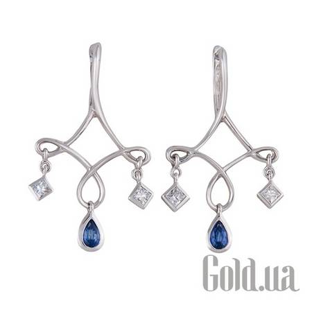 Серьги с подвесками Золотые серьги с бриллиантами и сапфирами