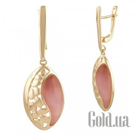 Серьги с подвесками Серебряные серьги с кошачьим глазом в позолоте