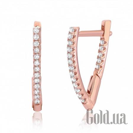 Серьги Серебряные серьги с  куб. циркониями в позолоте