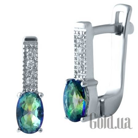Серьги Серебряные серьги с топазами и куб. циркониями