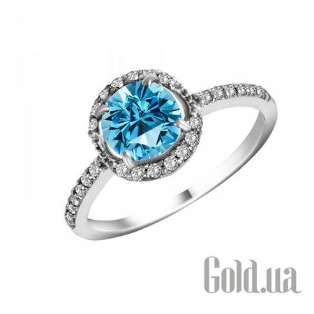 Женские кольца Женское серебряное кольцо с топазом и куб. циркониями, 17.5