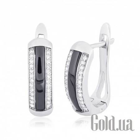 Серьги Серебряные серьги с керамикой и куб. циркониями