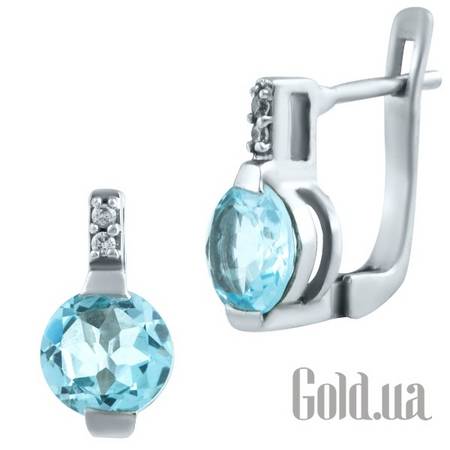 Серьги Серебряные серьги с топазами и куб. циркониями
