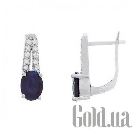 Серьги Серебряные серьги с сапфирами и куб. циркониями