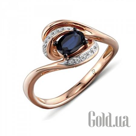 Кольцо Женское золотое кольцо с бриллиантами и сапфиром, 17
