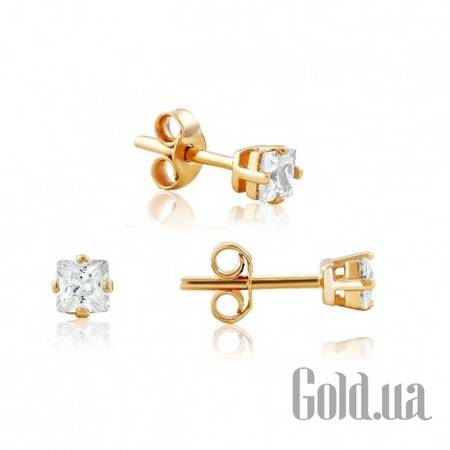 Серьги-гвоздики Золотые серьги с куб. циркониями