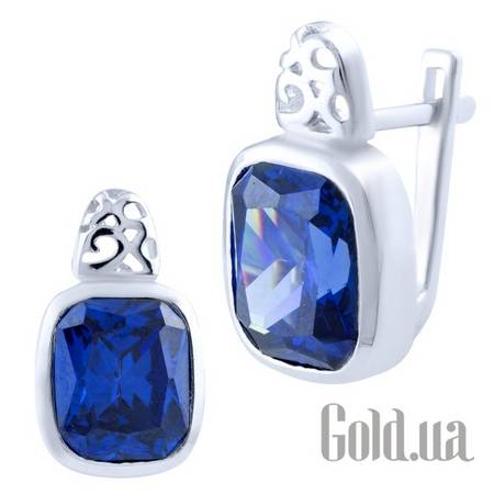 Серьги Серебряные серьги с синт. танзанитами