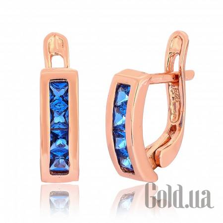 Серьги Серебряные серьги с  куб. циркониями в позолоте