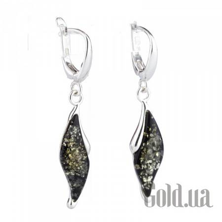 Серьги с подвесками Серебряные серьги с янтарем