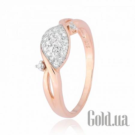 Кольцо Серебряное кольцо с куб. циркониями  в позолоте, 18.5