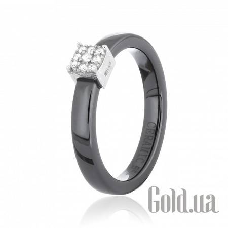 Кольцо Серебряное кольцо с куб. циркониями  и керамикой, 18.5