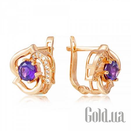 Серьги Золотые серьги с аметистами и куб. циркониями