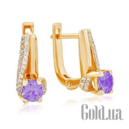 Серьги Золотые серьги с аметистами и куб. циркониями