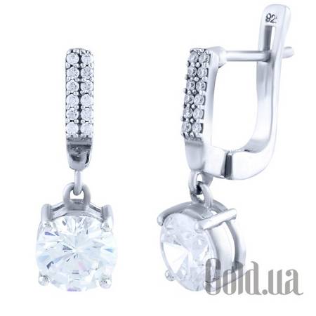 Серьги с подвесками Серебряные серьги с куб. циркониями