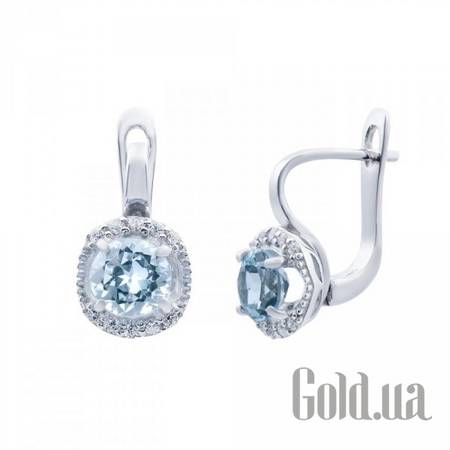 Серьги Серебряные серьги с топазами и куб. циркониями