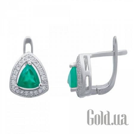 Серьги Серебряные серьги с агатами и куб. циркониями