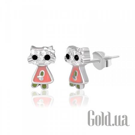 Детские серьги Серебряные серьги с куб. циркониями и эмалью