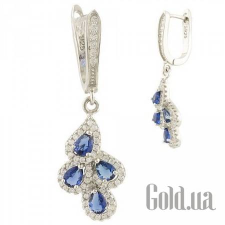 Серьги с подвесками Серебряные серьги с куб. циркониями