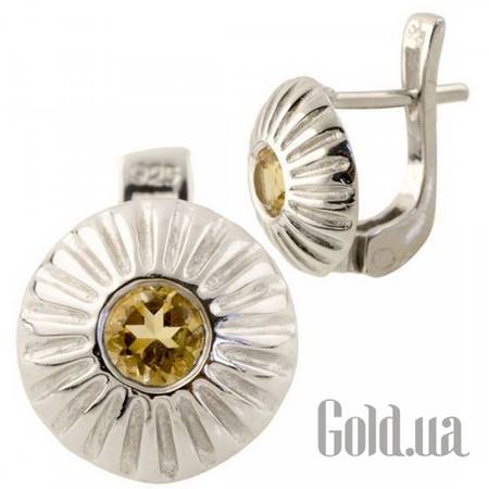 Серьги Серебряные серьги с цитринами