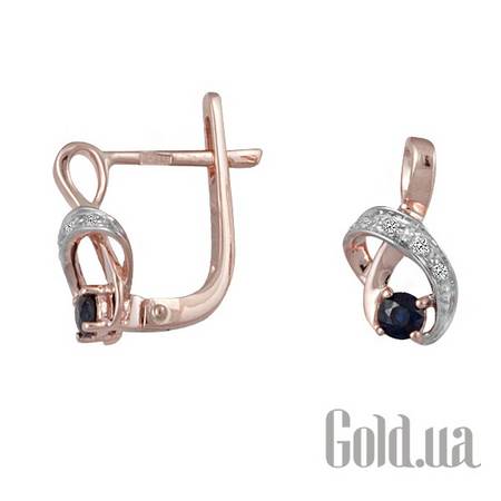 Серьги Золотые серьги с бриллиантами и сапфирами