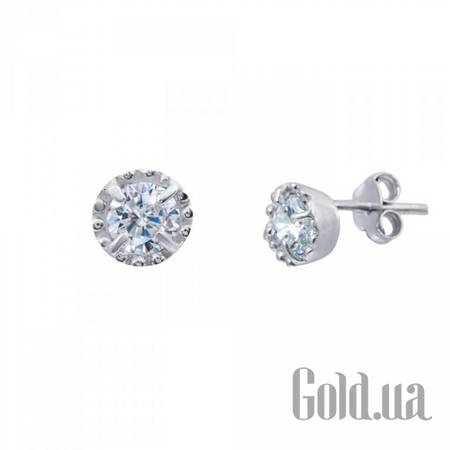 Серьги-гвоздики Серебряные серьги с куб. циркониями