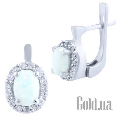 Серьги Серебряные серьги с опалами и куб. циркониями