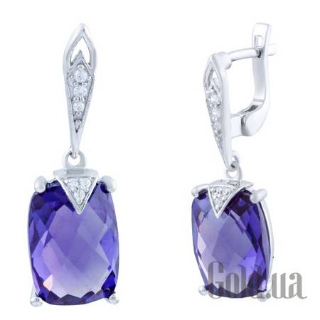 Серьги с подвесками Fresh Jewelry Серебряные серьги с александритами и куб. циркониями
