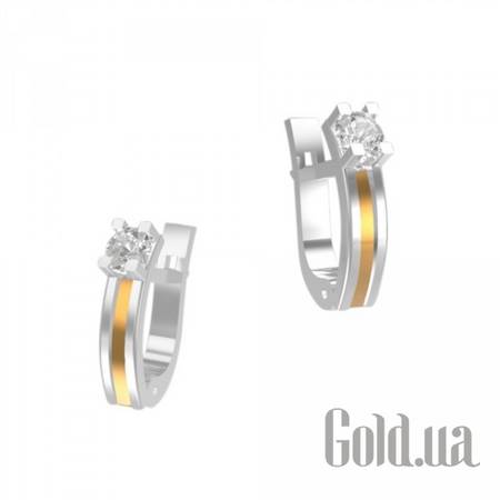 Серьги Серебряные серьги с куб. циркониями в позолоте