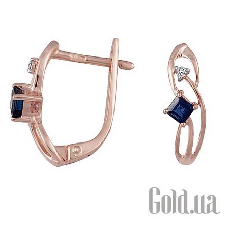 Серьги Золотые серьги с бриллиантами и сапфирами