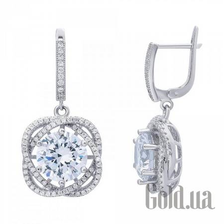 Серьги с подвесками Серебряные серьги с куб. циркониями