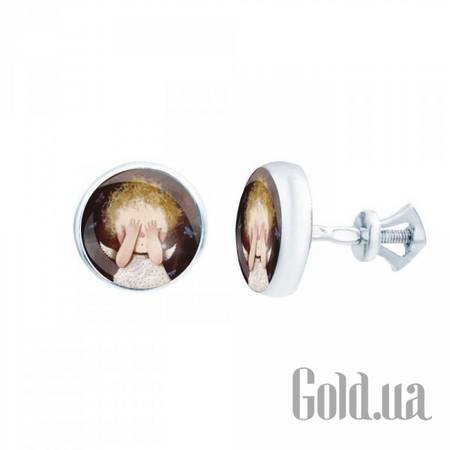 Серьги-гвоздики Серебряные серьги с муранским стеклом