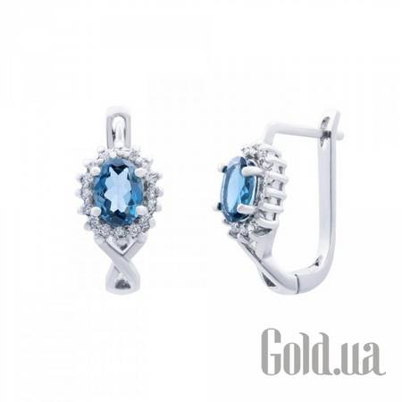Серьги Серебряные серьги с топазами и куб. циркониями