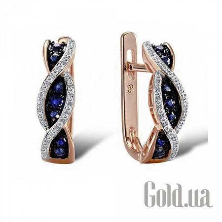 Серьги Золотые серьги с бриллиантами и сапфирами