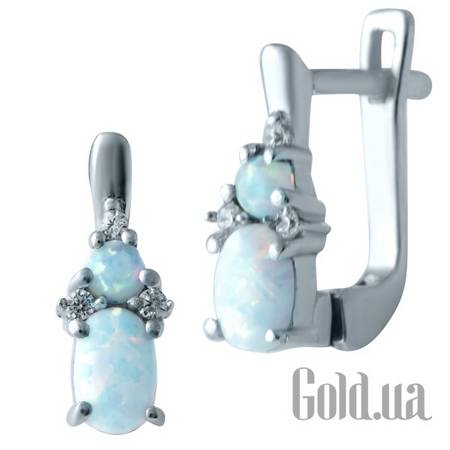 Серьги Серебряные серьги с опалами и куб. циркониями