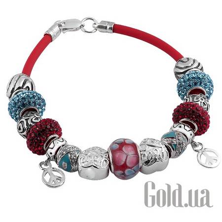 Браслет Каучуковый браслет c серебром и 15 подвесками