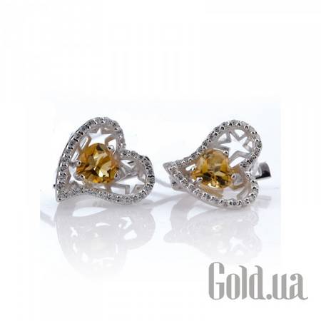 Серьги Серебряные серьги с куб. циркониями и цитринами