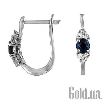 Серьги Золотые серьги с бриллиантами и сапфирами